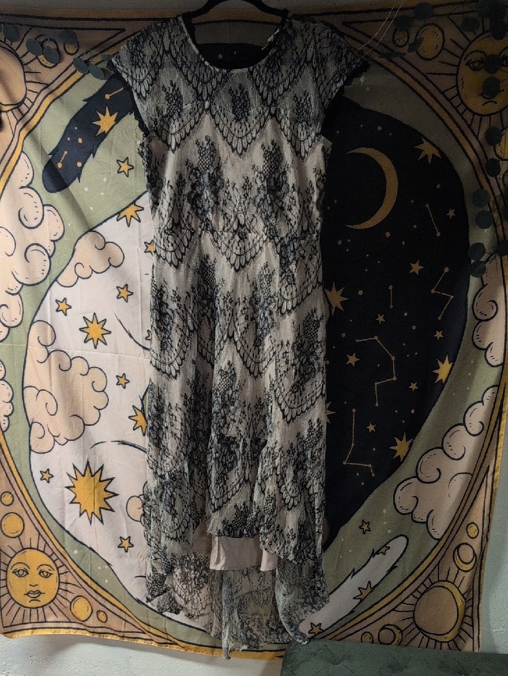 Joyfolie Black and White Lace Midi Dress